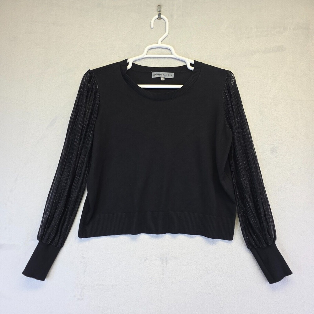 Absolutely Famous Top Womens Plus Size 2X‎ Black Mesh Balloon Sleeve Whimsigoth